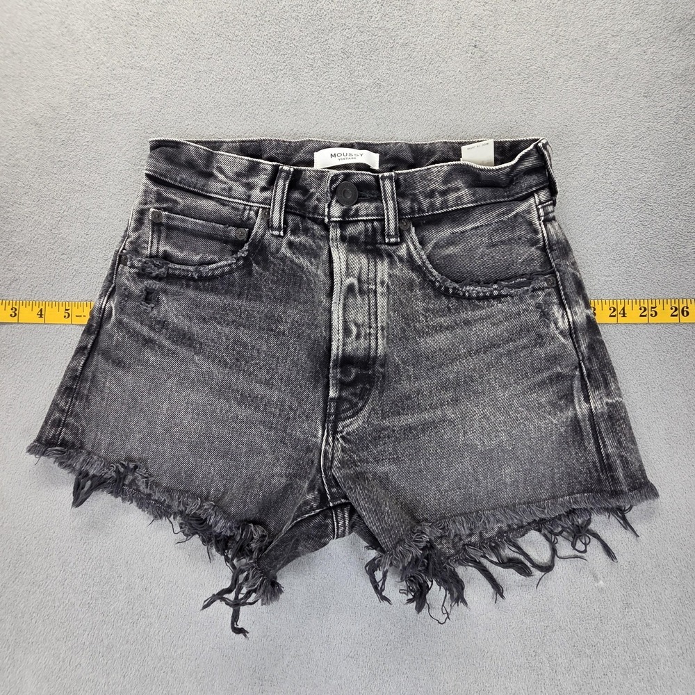 Moussy Vintage Shorts Womens 24‎ Black Perrysburg High Rise Japan Cut Off